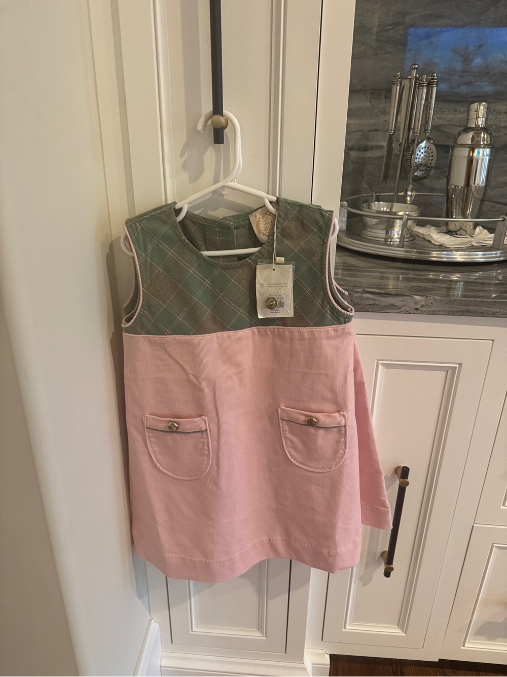 The Beaufort Bonnet Company Pink Dress with Green Plaid Yoke